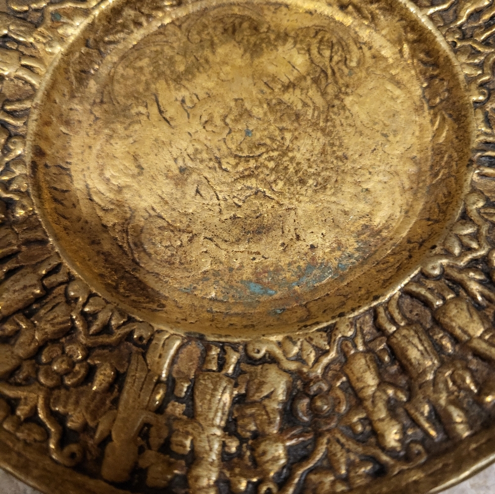 Handmade Turkish 5.5 In. Heavy Ornate Gold Decorative Plate - Picture 6 of 13